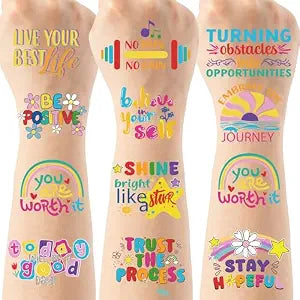 160 Pcs Inspirational Temporary Tattoos, 8 Sheets