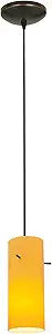 Cylinder - E26 LED Cord Pendant - Oil Rubbed Bronze Finish - Amber Glass Shade