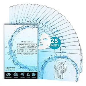 Collagen Hydrating Face Masks Bulk, 25PCS Sheet Mask Facial Mask Set