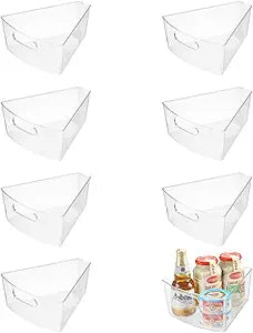 Lazy Susan Organizer Bins,10.2x 9.4x 4, 26" Diameter Clear Durable Kitchen Cabinet Storage Bin Set with Handle, Food Safe, Non-Slip Pads, BPA Free