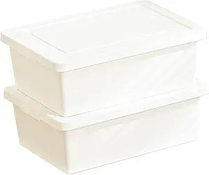 YUNGSHY 2 Pack 15 Quart White Large Stackable Storage Bins With Lids,Bathroom Closet Undersink Organizers and Storage Containers and Durable Nestable Closet, Garage, Totes (white, 15Qt. -2Pack)