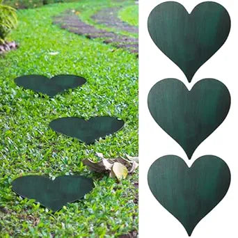 Tandefio 3 Pcs Heart Garden Stepping Stones Brown Cast Iron Stepping Stones Rustic Style Outdoor Stones for Garden Walkway Outside Decorative Decor, 12 Inches (Green)