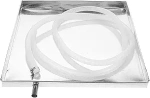 BESPORTBLE 17.3 x 15.7 Inch Stainless Steel Air Conditioner Drip Pan with Drain Hose for Outdoor HVAC Unit