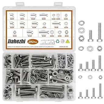 292Pcs M6 M8 M10 Hex Bolts and Nuts Assortment Kit