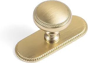 Goo-Ki 1.3''(33mm) Dia Champagne Bronze Cabinet Knob with Unique Oval-Groove Backplate-6 Packed Modern Style Have Duty Zinc Alloy Drawer Knobs