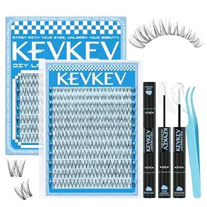 Wispy Lash Clusters Kit Invisible Thin Band Natural Eyelash Clusters 8-16mm Lash Extension Kit Mix Length Clear Band Natural Look Cluster Eyelash Extensions With Lash Bond DIY Lash At Home(Wispy02)