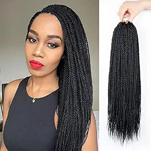 NAYOO Senegalese Twist Crochet Hair For Black Women - 8 Packs 35 Strands/Pack Small Twist Crochet Braids Hair Hot Water Setting, Crochet Braiding Hair Straight Ends(18 Inch, 1B)