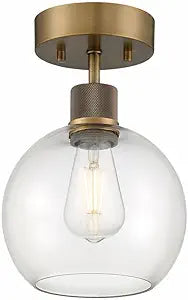 Access Lighting Port Nine Burgundy LED Semi-Flush - Antique Brushed Brass - Clear Glass