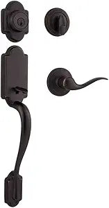 Kwikset Arlington Front Door Lock Handle and Deadbolt Set, Entry Handleset Exterior with Interior Reversible Lever, Venetian Bronze, Pick Resistant SmartKey Rekey Deadbolt Security, Requires 2 Holes