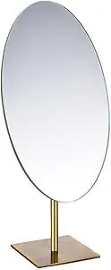 GURUN Large Oval Table Top Vanity Desk Mirror 7"x12" Antique Brass Luxuries Makeup Mirror with Stand, Jeweler's Mirror Gifts for Women Mom