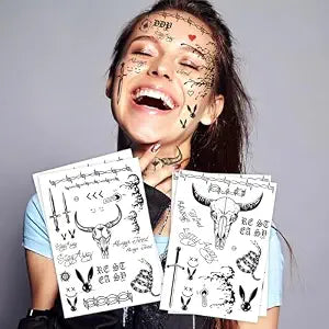 Halloween Temporary Face Tattoos, Fake Tattoo Stickers