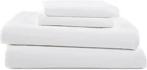 3 Piece Twin Sheets Set | Twin Bed Sheets Set ��� Light Weight, Soft Breathable Sheets | Brushed Cotton Rich Blend | Secure-Fit, Wrinkle Resistant, Durable, Easy Care Bed Sheets | Comfy Sheets | White