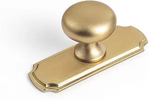 Goo-Ki Champagne Bronze Zinc Alloy Cabinet Knob (with Backplate) - Single Hole Center Affordable Luxury Cabinet Pull Hardware for Bedroom, Kitchen, 6 Pack