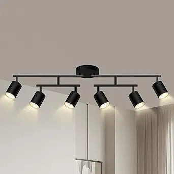 AUQUEE 6 Light Track Lighting Fixtures Ceiling, Matte Black Kichen Track Lighting Fixtures with Rotatable Light Heads, Upgrade Light Poles, Modern LED Sopt Lights for Kitchen/Hallway, No GU10 Bulb