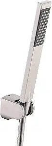 KES BRASS Handheld Shower Head with 1.5-Meter Long Hose and Holder Bracket Replacement Showerhead for Bathroom Showering System Contemporary Square Style Brushed Nickel, LP135-BN