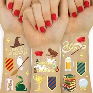xo, Fetti 60pc Wizard Temporary Tattoos Gold Foil | Magical Birthday Party