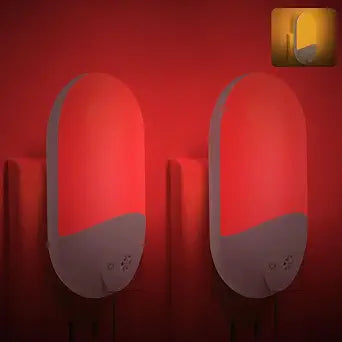 670nm Red & Amber Light Night Light for Sleep[2 Pack] - Zero Blue Light, with Dusk to Dawn Sensor Auto On/Off LED Red Night Light Plug into Wall for Nursery Bedroom Bathroom