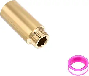 Shower Head Extension Arm, Brass G1/2 Male to Female Thread 50mm/1.97" Length Extender Pipe Fitting Nipple for Showers, Faucets, and Plumbing with PTFE Thread Seal Tape