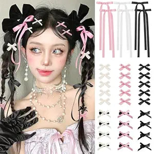 Mini Hair Bows for Women Girls Cute Ribbon Hair Clips-36P -Black White Pink