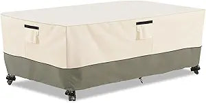 Bitubi 84 Inch Rectangular/Oval Patio Table Cover,Heavy Duty Waterproof Outdoor Table Cover Winter, Patio Furniture Covers, Beige