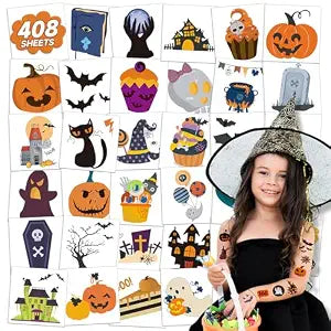 408 Sheets Halloween Temporary Tattoos for Kids Party Favors