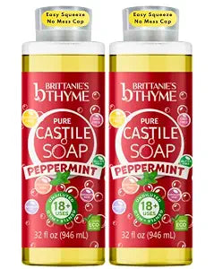 Brittanie's Pure Castile Liquid Soap, Peppermint, 32 oz Pack of 2