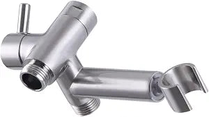 Solid Metal Shower Arm Diverter with Handshower Mount for Hand Held Showerhead 3-Way Bathroom Universal Shower System Replacement Part (Brushed Nickel)