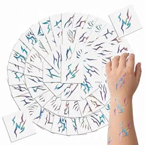 K-Style Demon Energy Temporary Tattoos 72 Pcs ï¿½ï¿½ï¿½ Anime Dark Makeup Stickers, Purple & Laser Gradient Body Tattoos for Cosplay Costume, Halloween Party, Birthday Party 