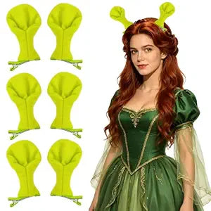 FOIMAS Green Ogre Ears Hair Clips, 6pcs Halloween Plush Ogre Ears Green Monster Hair Clips Alien Ears Barrettes Hair Accessories for Halloween Cosplay Party Dress Up Costume Decoration