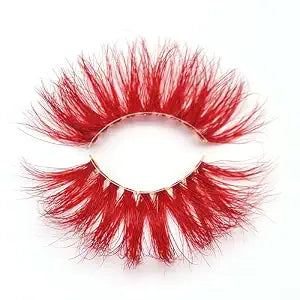 Super Long 27mm Colored 3D Real Mink Red Lashes Strips, M3D-460