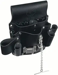 Klein Tools 5178 Pocket Tool Pouch, Leather, Tunnel Loop Belt Connection, Black