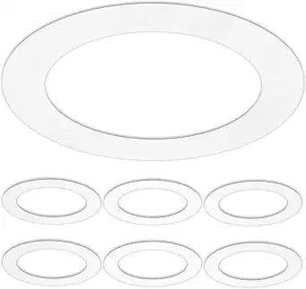 6 Pack Gloss White Goof Trim Ring for 8" Inch Recessed Can Lighting Down Light, Outer Diameter 8.6 Inches, Inner Diameter 6.2 Inches