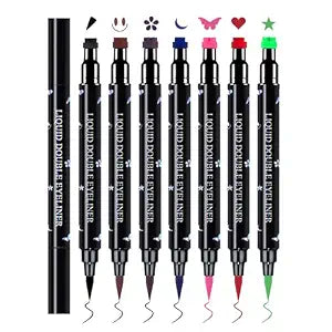 CAHIUYOA 7PCS Colorful Eyeliner Stamp Set,Eye Liner Liquid Liner Pencils