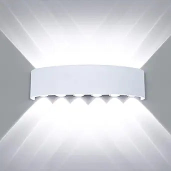 Kawell 12W Waterproof Modern Wall Light LED Wall Lamp Aluminum LED Wall Sconce Up Down Indoor Outdoor for Bedroom Bathroom Hallway Porch Corridor Hotel Doorway Garden Pathway, White 6000K