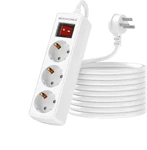 European to US Plug Adapter 3 AC Outlets, 10FT