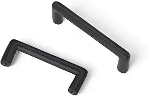 5 Pack Kitchen Cabinet Handles with Screws, Solid Heavy Duty Cast Iron Round Bin Pull, Matte Black Rustic Cabinet Hardware Pulls for Barn Door, Dresser & Kitchen Cabinets Cupboard