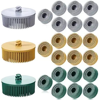24 Packs 2 Inch Bristle Discs, Grit 50/80/120 for Grinding and Polishing, Change Coating Removal Disc for Metal, Compatible with Drill and Rotary Tools