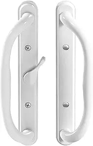 10" Olympus Sliding Patio Glass Door Center Latch Position White Pull Handle Set Replacement - fits 3 / inches Hole Spacing, and 1-1/4" to 2-1/4" Door Thickness