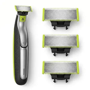 3 Pack Replacement Blades Compatible with OneBlade Electric Trimmer and Shaver, Stainless Steel Dual Edge Grooming Blades for Face, Beard and Body Hair