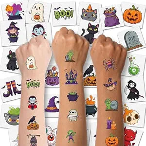 150 PCS Halloween Temporary Tattoos, Cute Spooky Designs, Party Favors