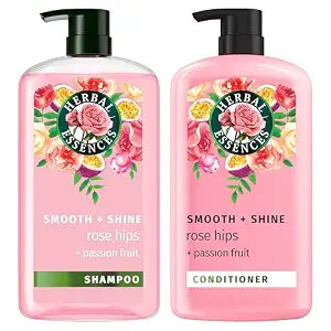 Herbal Essences Shampoo & Conditioner Set, Rose Hips + Passionfruit - Smooth Collection, Paraben-Free, Color-Safe, Shiny Hair with Jojoba & Vitamin E, 29.2 Fl Oz Each, 2-Pack