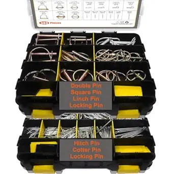 380 Pcs Heavy Duty Pin Kit, Hitch, R, Hair, Lynch, PTO Pins for Trucks, Trailers, Tractors, Mowers, Accessories, Farm, Lawn, Hitches, Garden