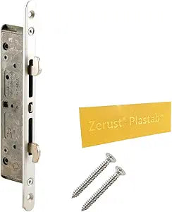 Gordon Glass Sliding Glass Patio Door Lock, Mortise Type, 2-Point, 7-51/64" Screw Holes | Multi Point Square Drive Mortise Latch, Aluminum Round Faceplate and Zerust Rust Prevention Plastabs