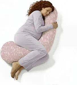 BellaMoon C Shaped Pregnancy Pillow for Sleeping, 55 Inch Maternity Body Pillow with Cooling Cotton Cover, Full Body Support for Side Sleeping, Back, Hips & Belly, Wild Parsley