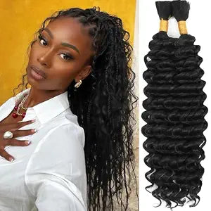 Human Braiding Hair Mix Synthetic 20 Inch Deep Wave Boho Hair for Braiding