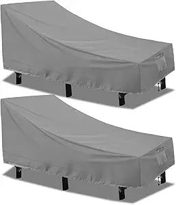PureFit Outdoor Chaise Lounge Cover, Lounge Chair Covers Waterproof Patio Furniture Lounge Chair Cover, UV Resistant & Weatherproof, 2 Pack, 78"L x 35.5"W x 33"H Inches, Gray