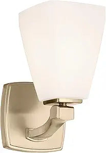 Kichler Marant 5" 1-Light Wall Sconce Bathroom Vanity Light Fixture with Opal Glass in Champagne Bronze for Bathroom, Powder Room, Hallway, Fireplace (5" W x 9.5" H), 55214CPZ