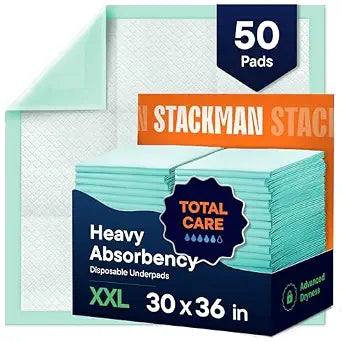 Chucks Pads Disposable 30x36 Underpads [50-Pack] Incontinence Chux Pads Absorbent Fluff Protective Bed Pads - Extra Large Pee Pads for Kids, Adults & Elderly | Leak Proof Puppy Pads for Training - XXL