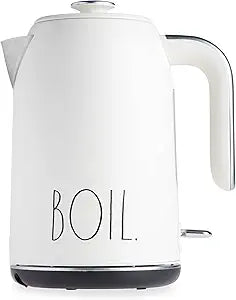 Rae Dunn Electric Hot Water Kettle - Stainless Steel Coffee Maker, Tea Kettle, Swivel Base, With Automatic Shut Off Boil-Dry Protection, Easy Pour Pitcher, 1500 Watt Boiling Power, 1.7 Liters, Cream