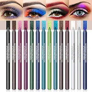LOKFAR 14 Colors Eyeliner Pen Colorful Set, Matte Glitter Colored Eye-Liner